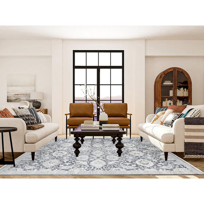 Oushak And Peshawar Wool & Silk Hand Knotted Rug Grey Light Gray 8.0X10.2 -O080682