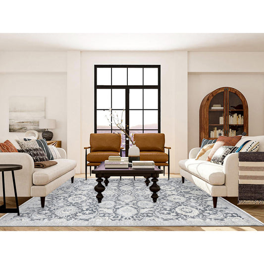 Oushak And Peshawar Wool & Silk Hand Knotted Rug Grey Light Gray 8.0X10.2 -O080682