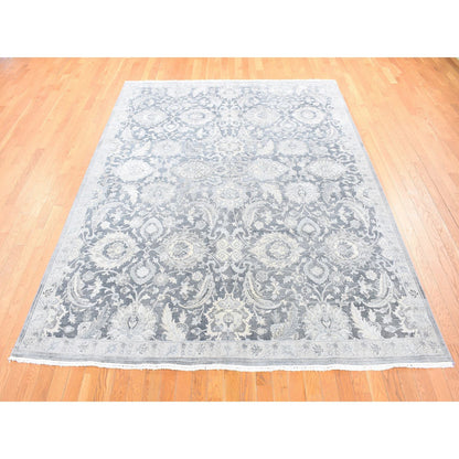 Oushak And Peshawar Wool & Silk Hand Knotted Rug Grey Light Gray 8.0X10.2 -O080682