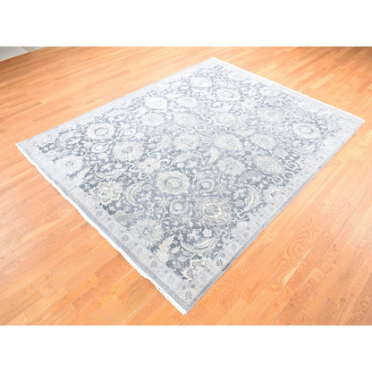 Oushak And Peshawar Wool & Silk Hand Knotted Rug Grey Light Gray 8.0X10.2 -O080682
