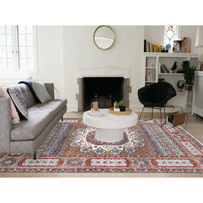 Mamluk New Zealand Wool Hand Knotted Rug Grey Gold 10.2X14.2 -O080685