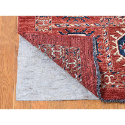 Tribal & Geometric Wool Hand Knotted Rug Red No Border 9.10X14.0 -O080687