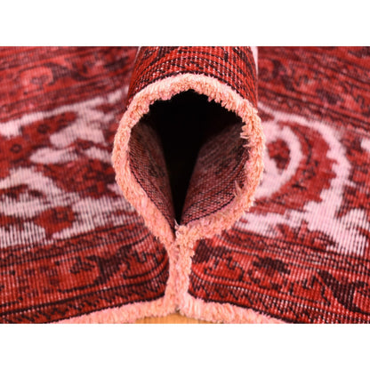 Overdyed & Vintage Wool Hand Knotted Rug Red Ivory 8.7X10.8 -O080695