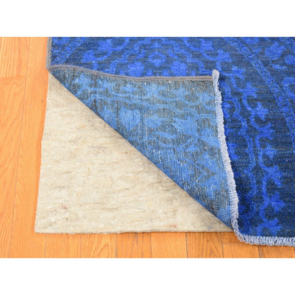 Overdyed & Vintage Wool Hand Knotted Rug Blue No Border 8.0X10.0 -O080696
