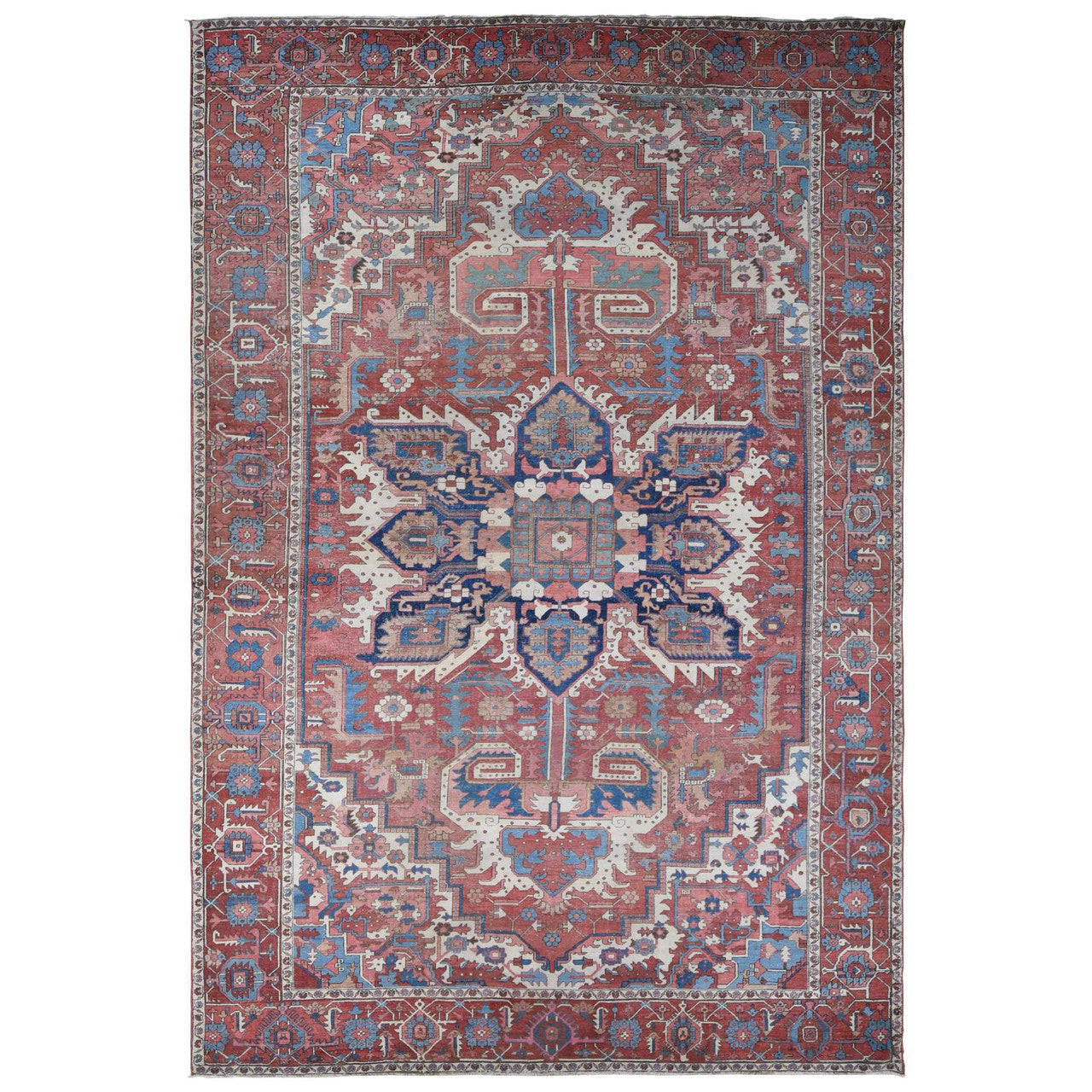 Antique Wool Hand Knotted Rug Red Red 12.3X18.6 -O080698