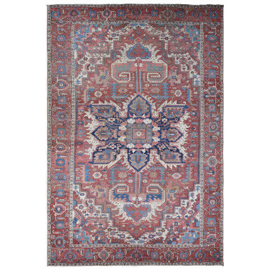 Antique Wool Hand Knotted Rug Red Red 12.3X18.6 -O080698
