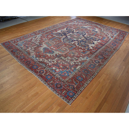 Antique Wool Hand Knotted Rug Red Red 12.3X18.6 -O080698