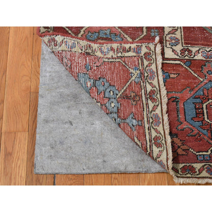 Antique Wool Hand Knotted Rug Red Red 12.3X18.6 -O080698