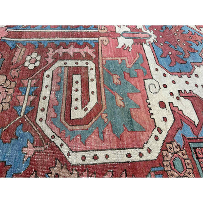 Antique Wool Hand Knotted Rug Red Red 12.3X18.6 -O080698