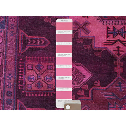 Overdyed & Vintage Wool Hand Knotted Rug Pink 5.0x9.7 -O0806