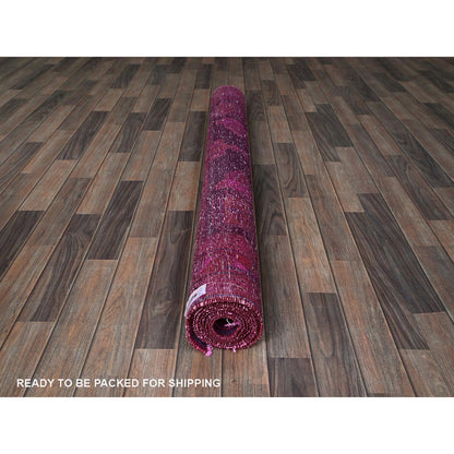 Overdyed & Vintage Wool Hand Knotted Rug Pink 5.0x9.7 -O0806