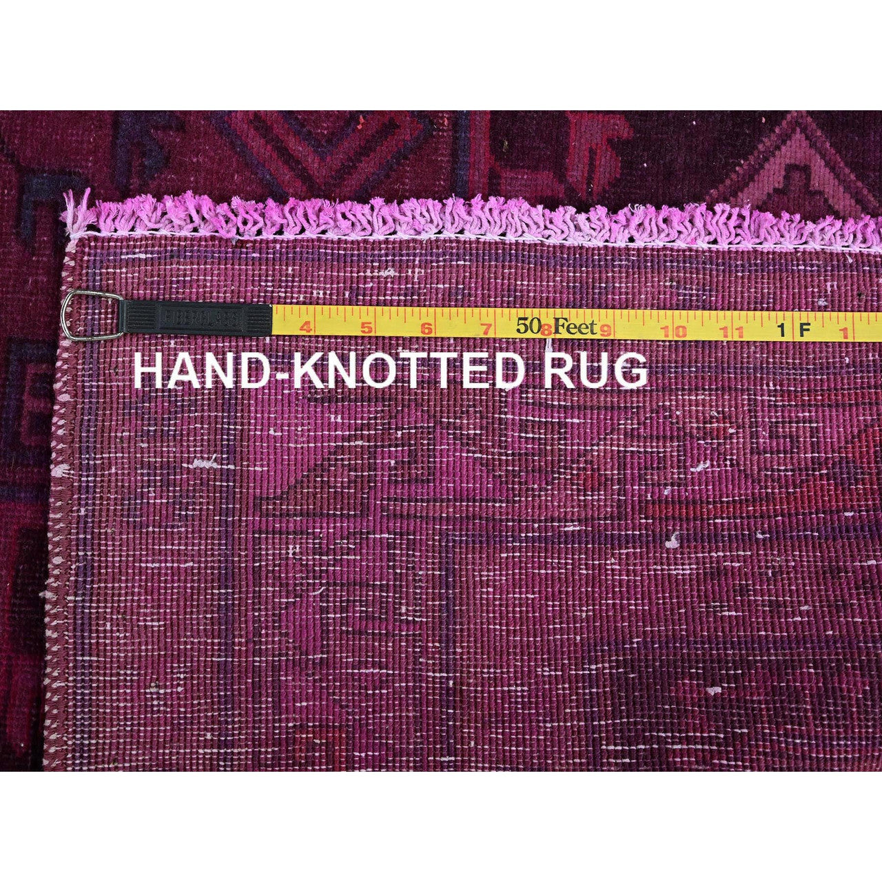 Overdyed & Vintage Wool Hand Knotted Rug Pink 5.0x9.7 -O0806