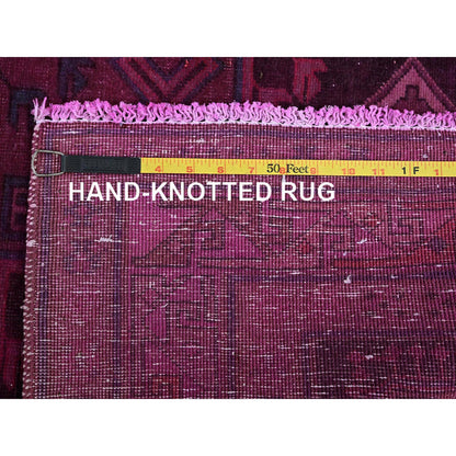 Overdyed & Vintage Wool Hand Knotted Rug Pink 5.0x9.7 -O0806