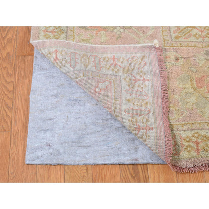 Antique Wool Hand Knotted Rug Ivory Pink 11.0X16.0 -O080700