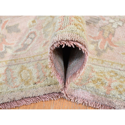 Antique Wool Hand Knotted Rug Ivory Pink 11.0X16.0 -O080700
