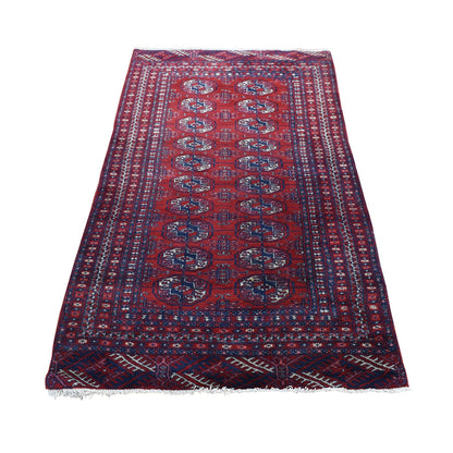 Antique Wool Hand Knotted Rug Red Red 3.1X5.4 -O080719