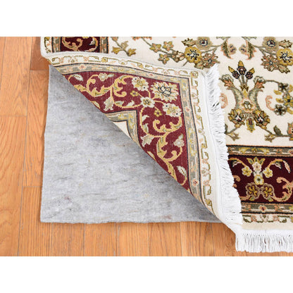 Rajasthan Wool & Silk Hand Knotted Rug Ivory Red 4.0X6.2 -O080720