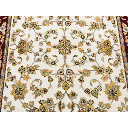 Rajasthan Wool & Silk Hand Knotted Rug Ivory Red 4.0X6.2 -O080720