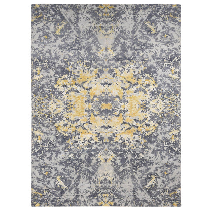 Modern and Contemporary Wool & Silk Hand Knotted Rug Grey No Border 10.0X13.10 -O080727