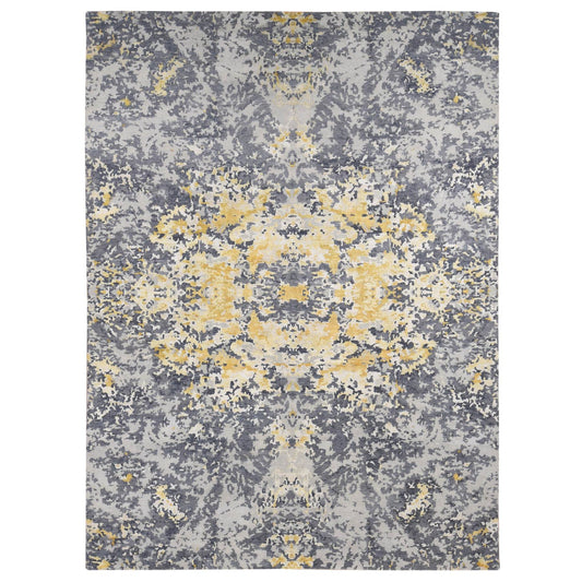 Modern and Contemporary Wool & Silk Hand Knotted Rug Grey No Border 10.0X13.10 -O080727
