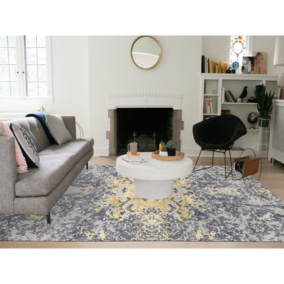 Modern and Contemporary Wool & Silk Hand Knotted Rug Grey No Border 10.0X13.10 -O080727