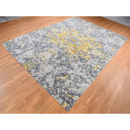 Modern and Contemporary Wool & Silk Hand Knotted Rug Grey No Border 10.0X13.10 -O080727
