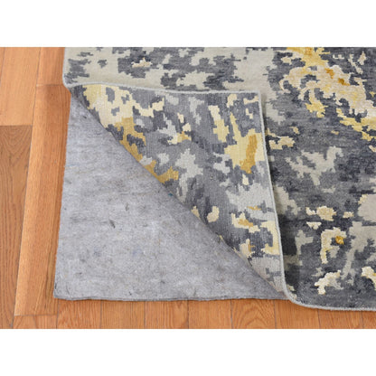 Modern and Contemporary Wool & Silk Hand Knotted Rug Grey No Border 10.0X13.10 -O080727