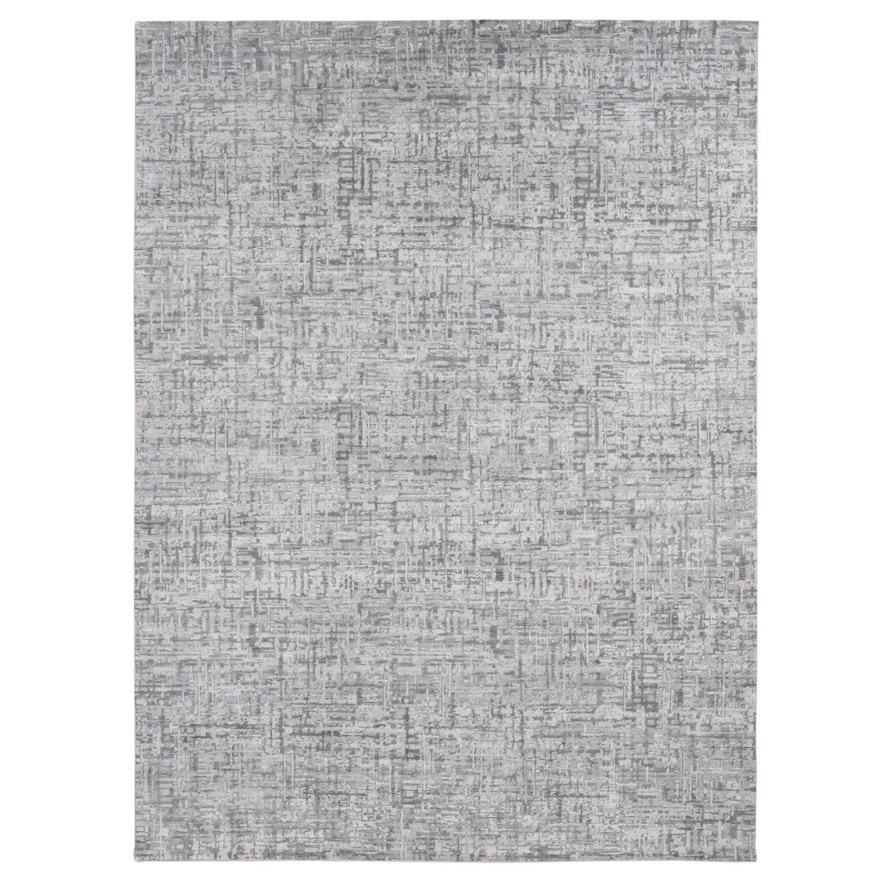 Gray 9'2" x 12'3" Modern and Contemporary Hand knotted Wool/Silk Rug - Sku: O080730