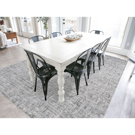 Modern and Contemporary Wool & Silk Hand Knotted Rug Grey No Border 9.2X12.3 -O080730