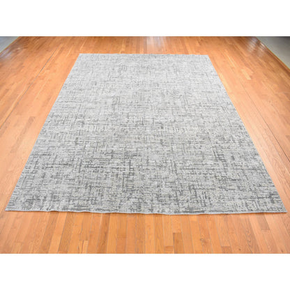 Modern and Contemporary Wool & Silk Hand Knotted Rug Grey No Border 9.2X12.3 -O080730