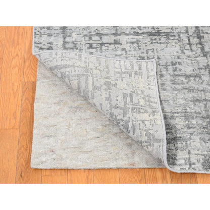 Modern and Contemporary Wool & Silk Hand Knotted Rug Grey No Border 9.2X12.3 -O080730