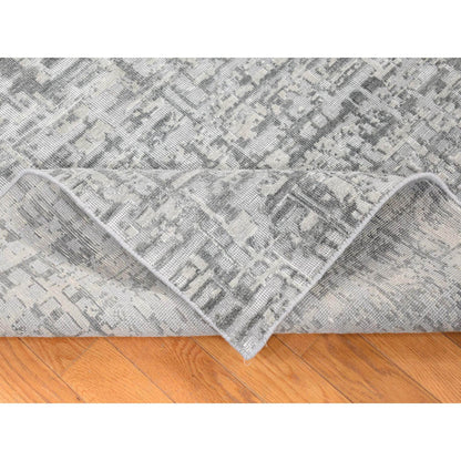 Modern and Contemporary Wool & Silk Hand Knotted Rug Grey No Border 9.2X12.3 -O080730