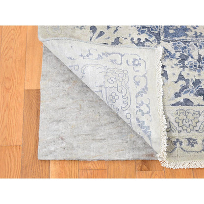 Transitional Wool & Pure Silk Hand Knotted Rug Grey No Border 9.0X12.0 -O080732
