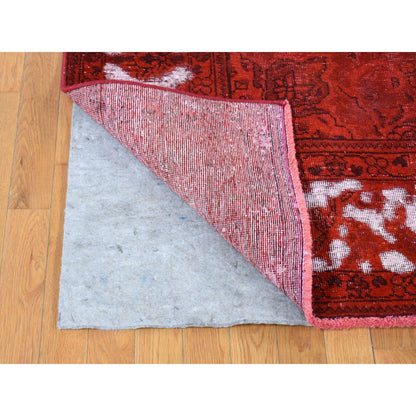 Overdyed & Vintage Worn Wool Hand Knotted Rug Red Red 8.1X11.0 -O080733