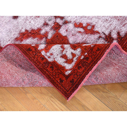 Overdyed & Vintage Worn Wool Hand Knotted Rug Red Red 8.1X11.0 -O080733