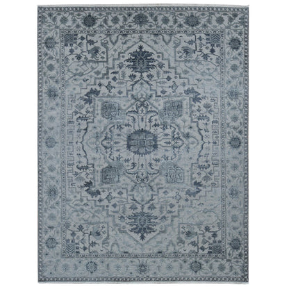 Heriz Wool & Silk Hand Knotted Rug Grey No Border 9.0X12.0 -O080734