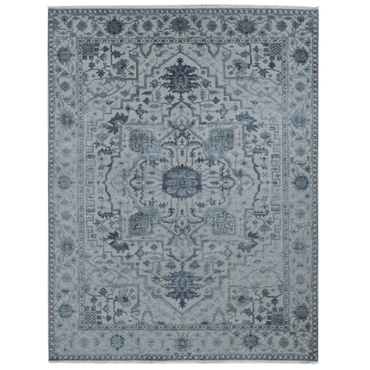 Heriz Wool & Silk Hand Knotted Rug Grey No Border 9.0X12.0 -O080734
