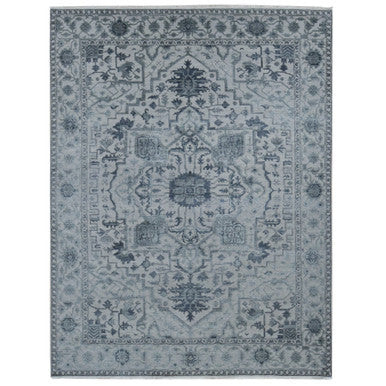 Heriz Wool & Silk Hand Knotted Rug Grey No Border 9.0X12.0 -O080734