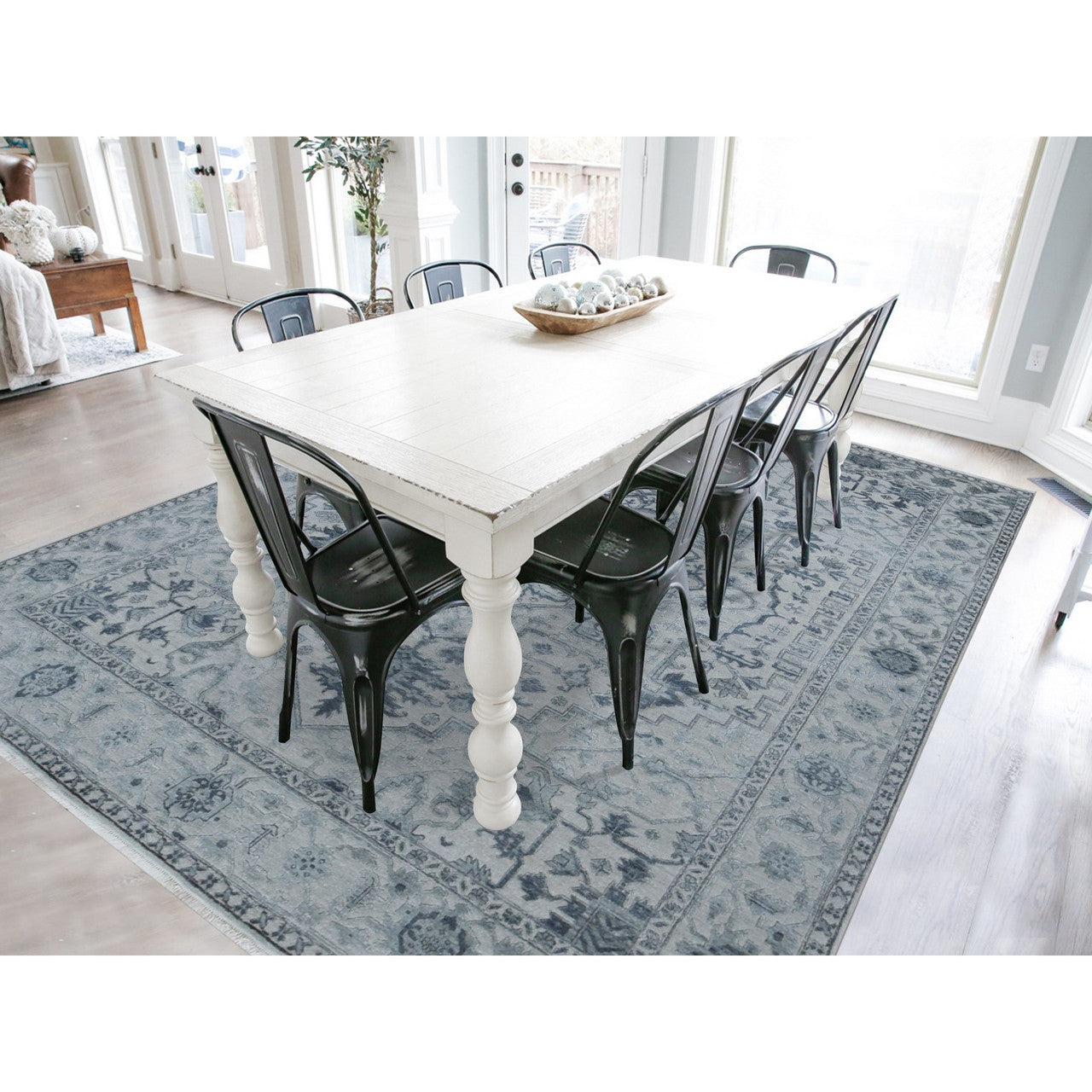 Gray 9'0" x 12'0" Heriz Hand knotted Wool/Silk Rug -O080734