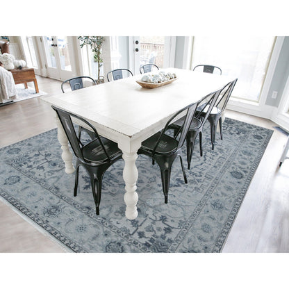 Heriz Wool & Silk Hand Knotted Rug Grey No Border 9.0X12.0 -O080734