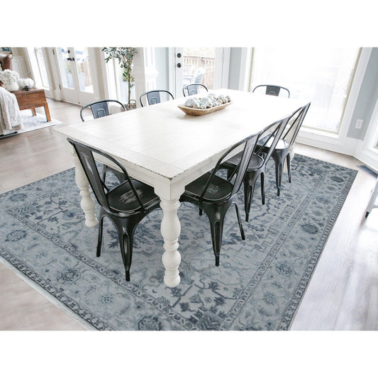 Heriz Wool & Silk Hand Knotted Rug Grey No Border 9.0X12.0 -O080734