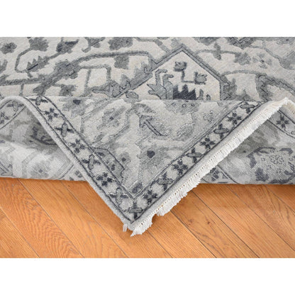 Heriz Wool & Silk Hand Knotted Rug Grey No Border 9.0X12.0 -O080734