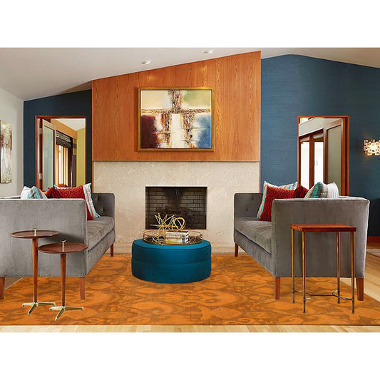 Overdyed & Vintage Wool Hand Knotted Rug Orange No Border 9.1X12.3 -O080735