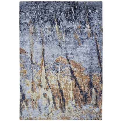 Modern and Contemporary Wool & Silk Hand Knotted Rug Grey Gray 10.0X14.0 -O080737