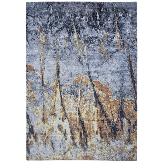 Modern and Contemporary Wool & Silk Hand Knotted Rug Grey Gray 10.0X14.0 -O080737