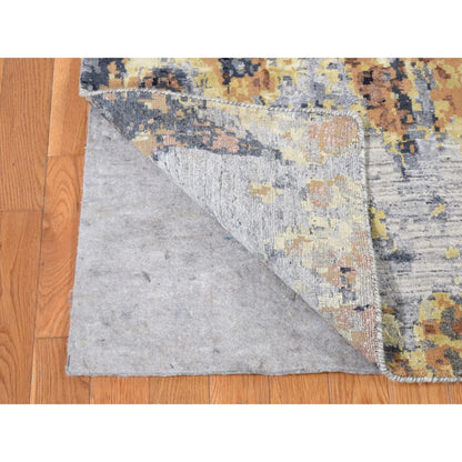 Modern and Contemporary Wool & Silk Hand Knotted Rug Grey Gray 10.0X14.0 -O080737