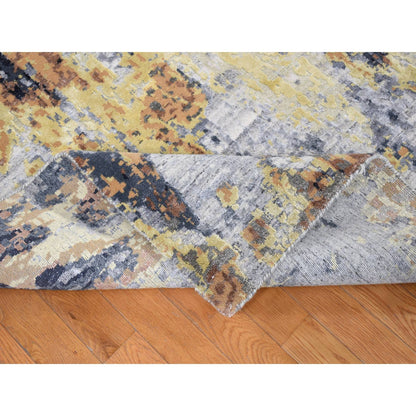 Modern and Contemporary Wool & Silk Hand Knotted Rug Grey Gray 10.0X14.0 -O080737