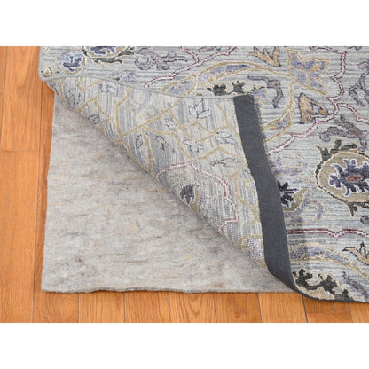 Transitional Wool & Pure Silk Hand Knotted Rug Grey No Border 7.9X10.1 -O080742