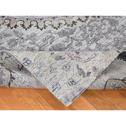 Transitional Wool & Pure Silk Hand Knotted Rug Grey No Border 7.9X10.1 -O080742