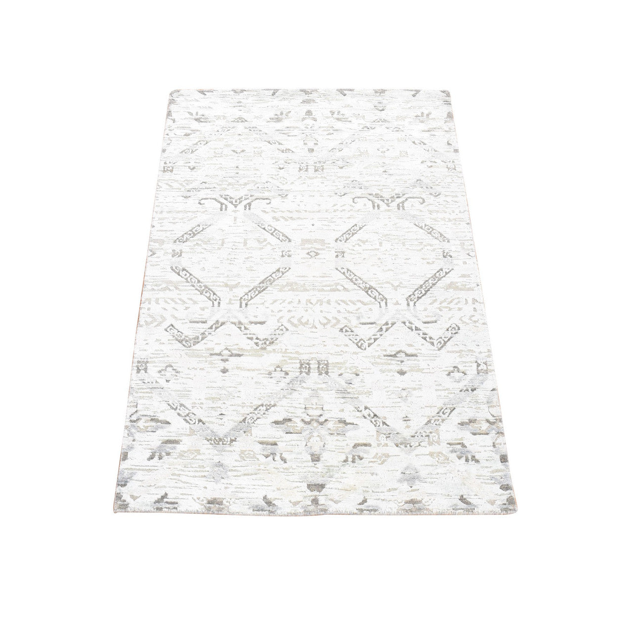 Modern and Contemporary Wool & Silk Hand Knotted Rug Grey No Border 3.0X5.2 -O080744